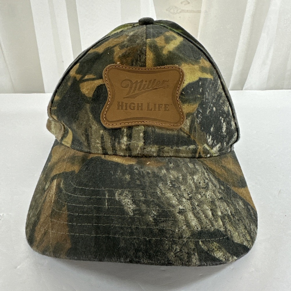 Miller High Life Hat Adult One Size Brown Camo K Products Snapback Used